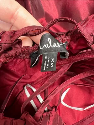 Lulus Poised Passion Wine Red Taffeta Pleated Ruffle Midi Dress Size XS NWT thumbnail 9