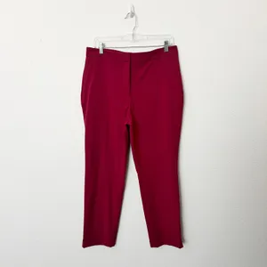 [ZARA] Red High Rise Straight Leg Ankle Length Trouser Work Career Pants NWT 10 thumbnail 2