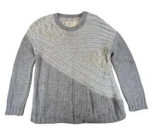 Current Elliott Gray Alpaca Wool Blend Mixed Knit Patchwork Sweater Size 1 Lurex thumbnail 1
