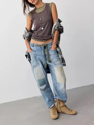 NWT Free People We The Free Moxie Pull-On Barrel Jeans - Truest Blue - 26 thumbnail 8