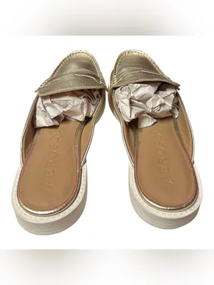 Aerosoles Salome Gold Metallic Pebbled Leather Finish Slip-On Mules Penny Loafer thumbnail 5