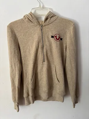 True Religion Half Zip Creme Hoodie thumbnail 3