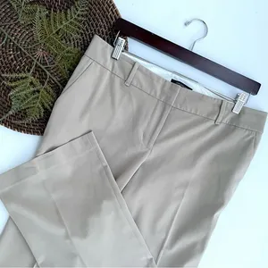 Ann Taylor Womens Pants Trouser Beige Wide Leg Career Pockets Flat Front 10 thumbnail 2