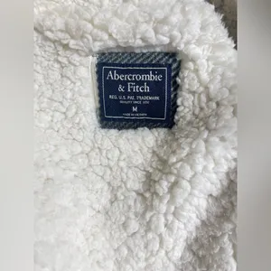 Abercrombie & Fitch Womens Sherpa Lined Plaid Jacket Size M Gray Coatigan Co thumbnail 5