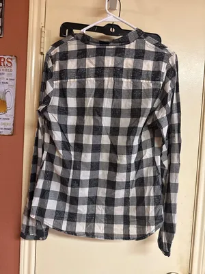 Converse One Star Black & White Plaid Button-Up Shirt M thumbnail 7
