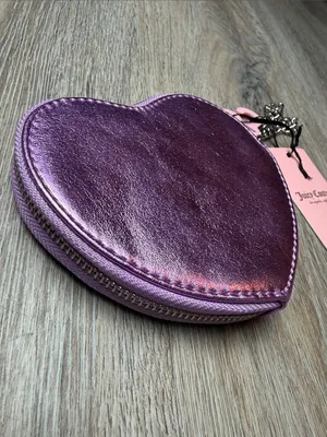 Juicy Couture Y2K Violet Heart Zip Around Coin Purse/Wallet/Wristlet thumbnail 12