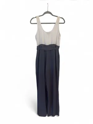 Shinestar Women's Sleeveless Wide-Leg Jumpsuit White Navy M 100% Rayon thumbnail 4