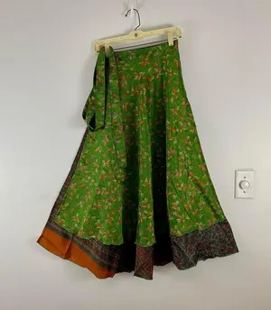 Reversible Maxi Wrap Skirt BINS120 Green thumbnail 1