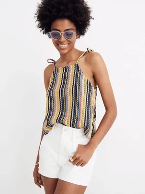 Madewell Texture & Thread Striped Tie Strap Tank Top Size Small Boho Crochet thumbnail 3