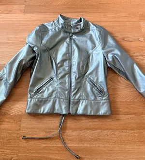 therapy Silver Metallic Faux Leather Varsity Jacket thumbnail 1