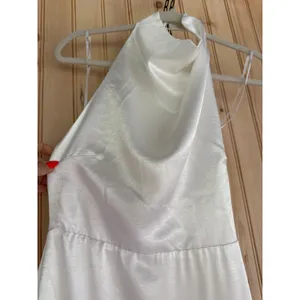 Lulus Meliana White Satin Halter Backless Maxi Dress Wedding Gown Elegant Small thumbnail 4