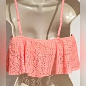 Xhilaration Melon Coral Crochet Adjustable Straps Bikini Top‎ Women’s Large thumbnail 5