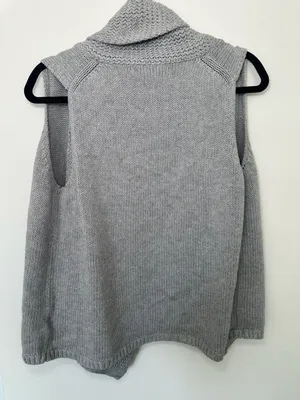 Gap Open Front Sleeveless Cardigan Size Medium Gray Cotton Knit thumbnail 5