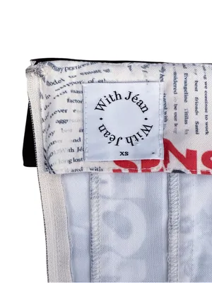 With Jean Off White Black Carla Read All About It Newspaper Corset Top XS NWOT thumbnail 6