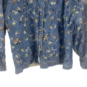 Jane‎ Ashley Vintage 90s Women's Size Large Embroidered Denim Shacket Button Up thumbnail 3