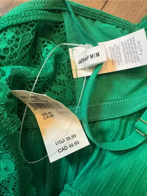 Aerie Size Medium NWT Ribbed Lace Crop Tank Emerald Green Sexy thumbnail 3