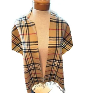 plaid winter Scarf Beige Tartan Plaid 70" x 12" Unisex thumbnail 4
