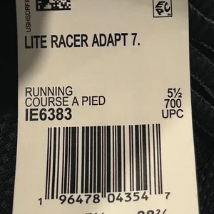 Adidas Lite Racer Adapt7 Running Black and White Sneakers size 6 thumbnail 12