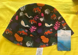 NWT Disney Parks Little Mermaid Princess Ariel Reversible Black White Bucket Hat thumbnail 1