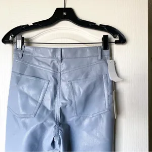 Aritzia Pant Melina High-Rise Straight-Leg‎ Vegan-Leather Marble Grey 2 NWT thumbnail 8