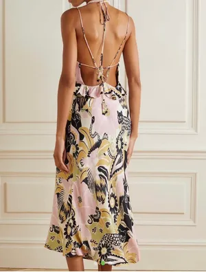 Farm Rio Vintage Forest Sand Strappy-Back Midi Dress thumbnail 2