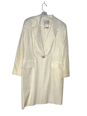LILY & TAYLOR Ivory Blazer Coat Longline Crystal Buttons Shimmer Fabric Size 14 thumbnail 4