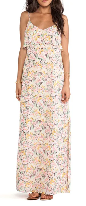 JOIE Hydeia Garden Floral Silk‎ Maxi Dress Sz Medium thumbnail 1