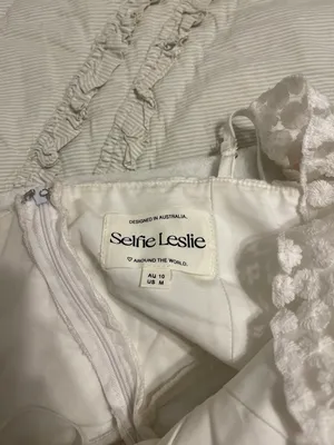 Selfie Leslie Shenay Ruffle Strap Embroidered Mini Dress White thumbnail 5