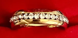 Classic 10K Plated Yellow Gold Channel Set Diamond 4mm Band Size 9 thumbnail 1