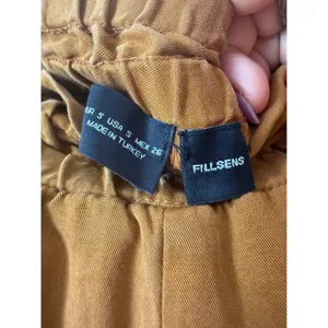 ZARA Tobacco Brown Wide Leg Paperbag Waist Cropped Pants High Rise Patch S thumbnail 11