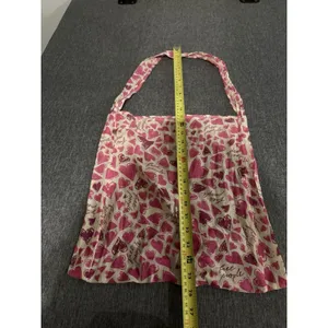Free People Pink Heart Print Slouchy Hobo Bag Crossbody Tote Cream Hippie Boho thumbnail 5