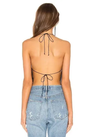 For Love & Lemons After Dark Halter Top Black Womens One Size thumbnail 4