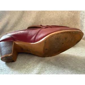 Bass Vintage Kiltie Loafer Pumps Womens 9 M Burgundy Leather Block Heel Fringe thumbnail 10