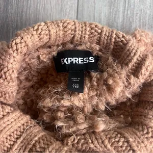 Express Teddy Bear Textured Caramel Brown Mock Turtleneck Sweater XXS thumbnail 2