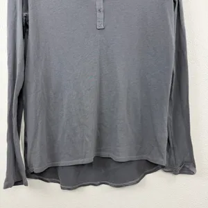 Majestic Filatures Top Womens Size 3 Grey Cotton Cashmere Silk Back Split Neck thumbnail 4