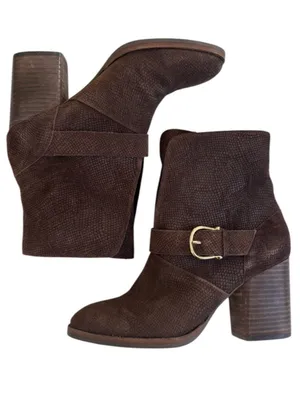EUC Isola Leather Lavoy Heeled Boots Brown Size 7 1/2 thumbnail 1