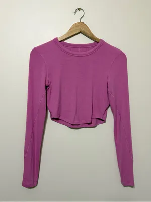 Lululemon Hold Tight Cropped Long-Sleeve Shirt Pink Purple Size 6 thumbnail 2