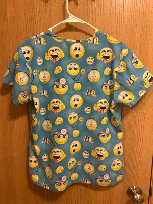 Smiley face scrub shirt Blue thumbnail 2