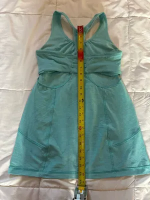 Lululemon Racerback Tank Top Aqua Blue Striped Built-In Bra Size Unknown thumbnail 10