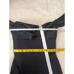 After Six A-Line Satin Maxi Dress Midnight Navy Size 2 Off Shoulder Strapless thumbnail 7