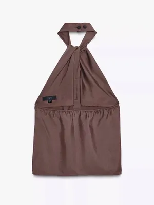 ZARA Women’s Brown Halter Neck Button-Front Top thumbnail 7