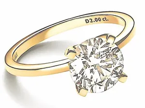 Sparkling 2 Ct Solitaire Ring | 14k Yellow‎ Gold Plated 925 Silver thumbnail 1