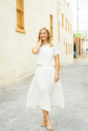 Lucy Paris Two Piece White Skirt Set Bridal thumbnail 8