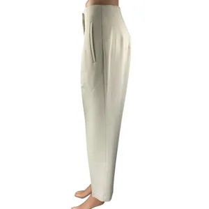 Zara Women's Beige Khaki Chino Pleated High Rise Trousers Dress Pants Size M thumbnail 2