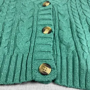 American Eagle Cardigan Sweater Womens Small Green V Neck Cable Knit Button thumbnail 3