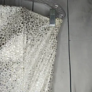 Vintage Jessica McClintock White and Silver Strapless Mini Cocktail Party Dress thumbnail 5