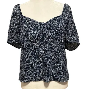Madewell Size 4 Sweetheart Top Blouse Bengali Blockprint Cropped Fit thumbnail 3