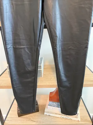 NWT Abercrombie & Fitch High-Rise Black Faux Leather Ankle Skinny Pull On Pant M thumbnail 4