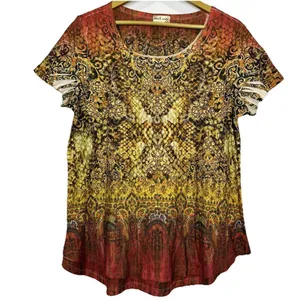 Vintage Y2K Bling Top XL Grunge Punk Goblin Paisley Tattoo Multicolor thumbnail 1