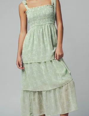 Green floral tie strap dress thumbnail 2